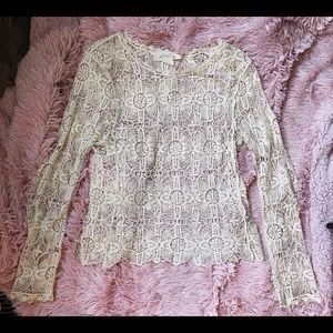 Unique boho crochet style cream too. Size Small